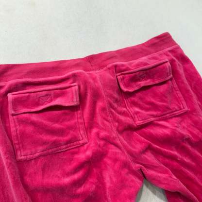 Vintage Juicy Couture Women Hot Pink Velour Flared Track Pant Flap Pocket Size L-Coordom
