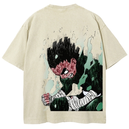 Naruto Rock Lee Unisex Fit Washed T-Shirt 2504005182-Coordom