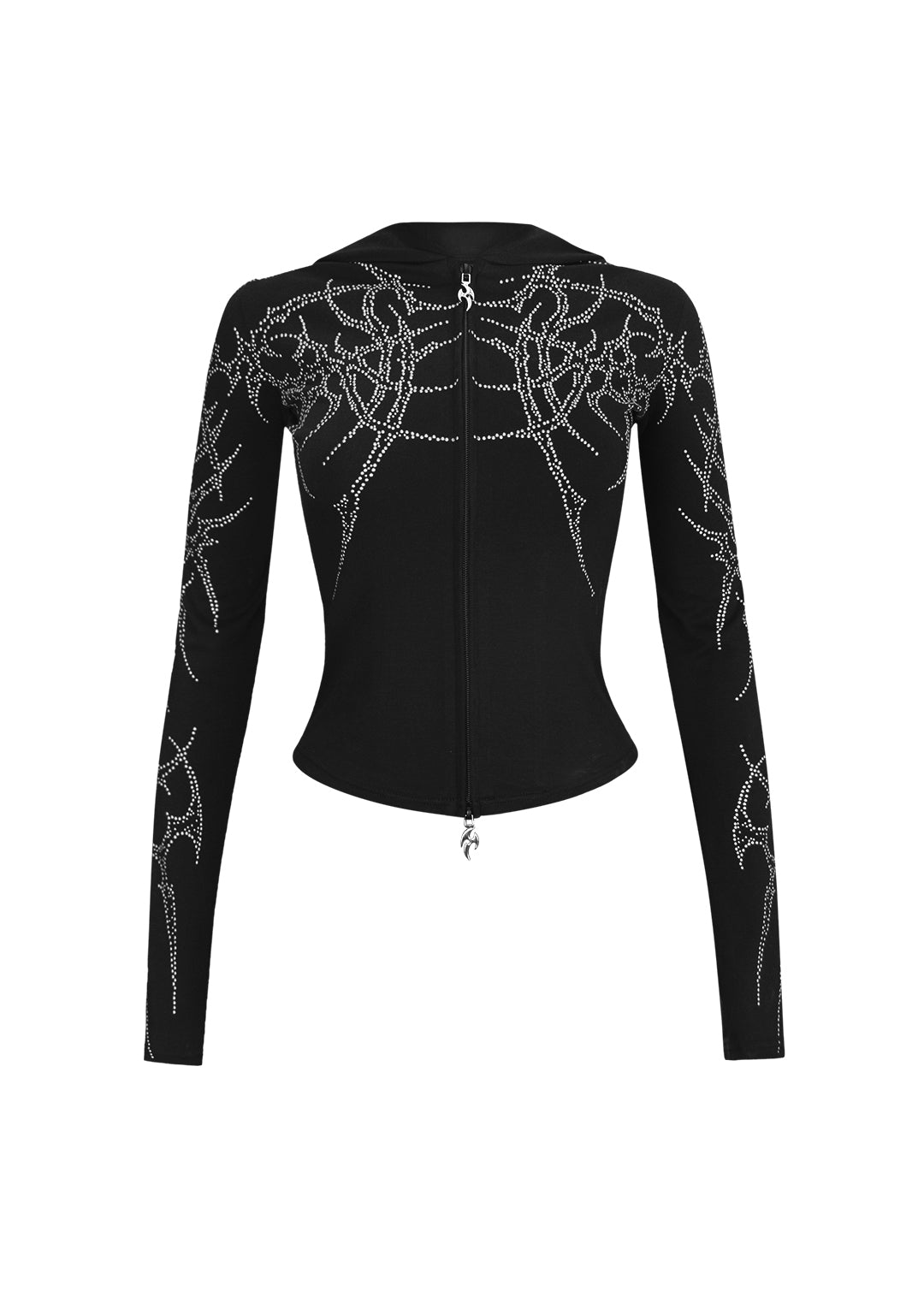 HAUNT STUDDED SCULPT STRETCH ZIP HOODIE BLACK-Coordom