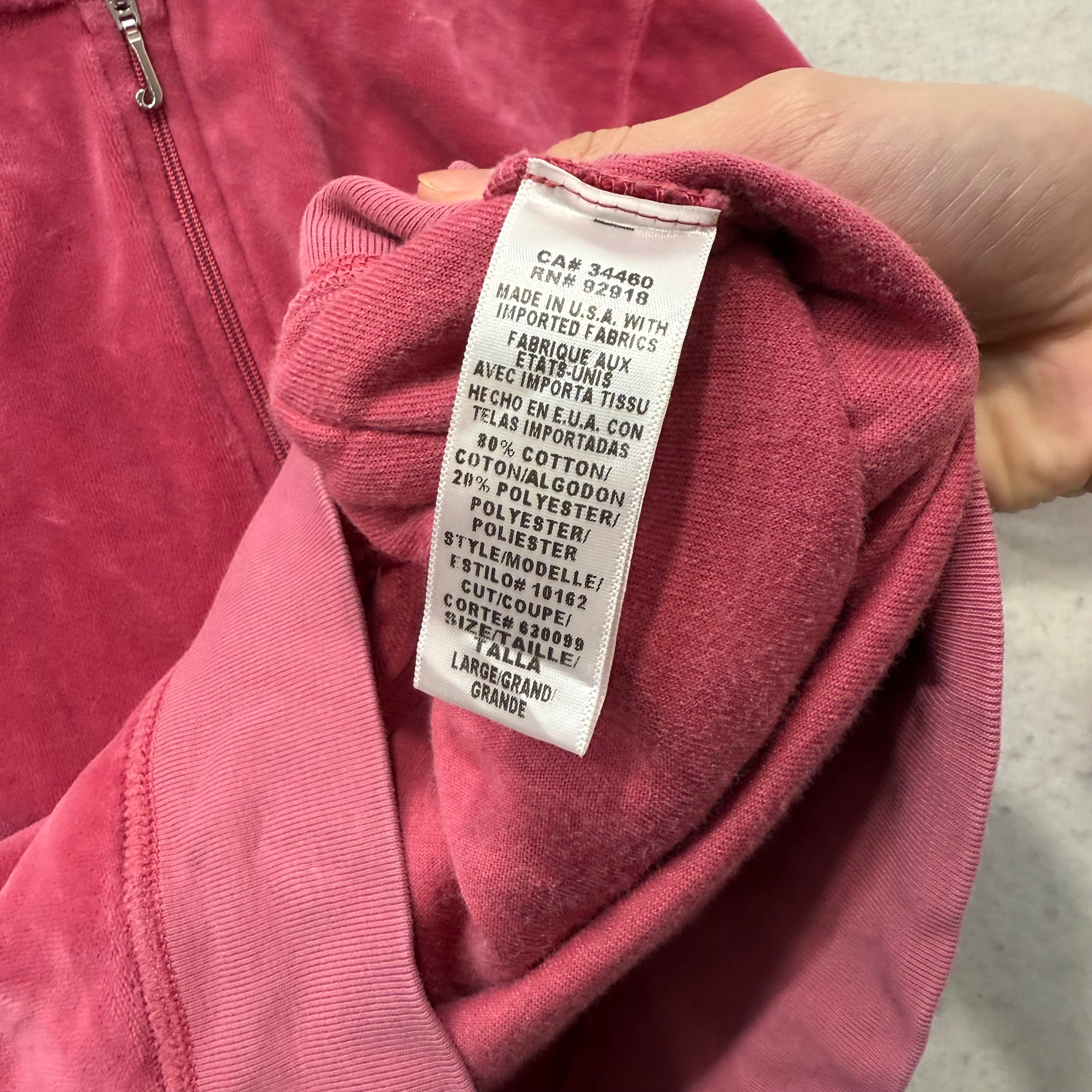 Juicy Couture Deep Rose Velour Tracksuit Set Zip Up Hoodie & Flared Pant Size M-Coordom