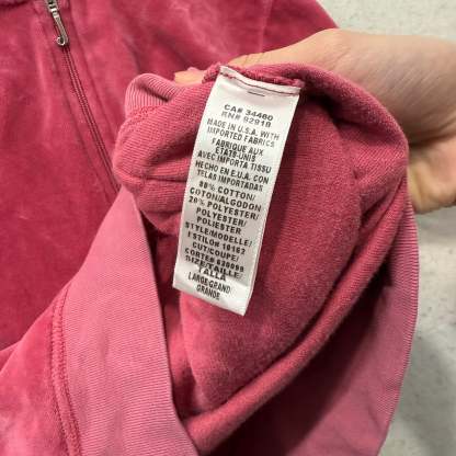Juicy Couture Deep Rose Velour Tracksuit Set Zip Up Hoodie & Flared Pant Size M-Coordom