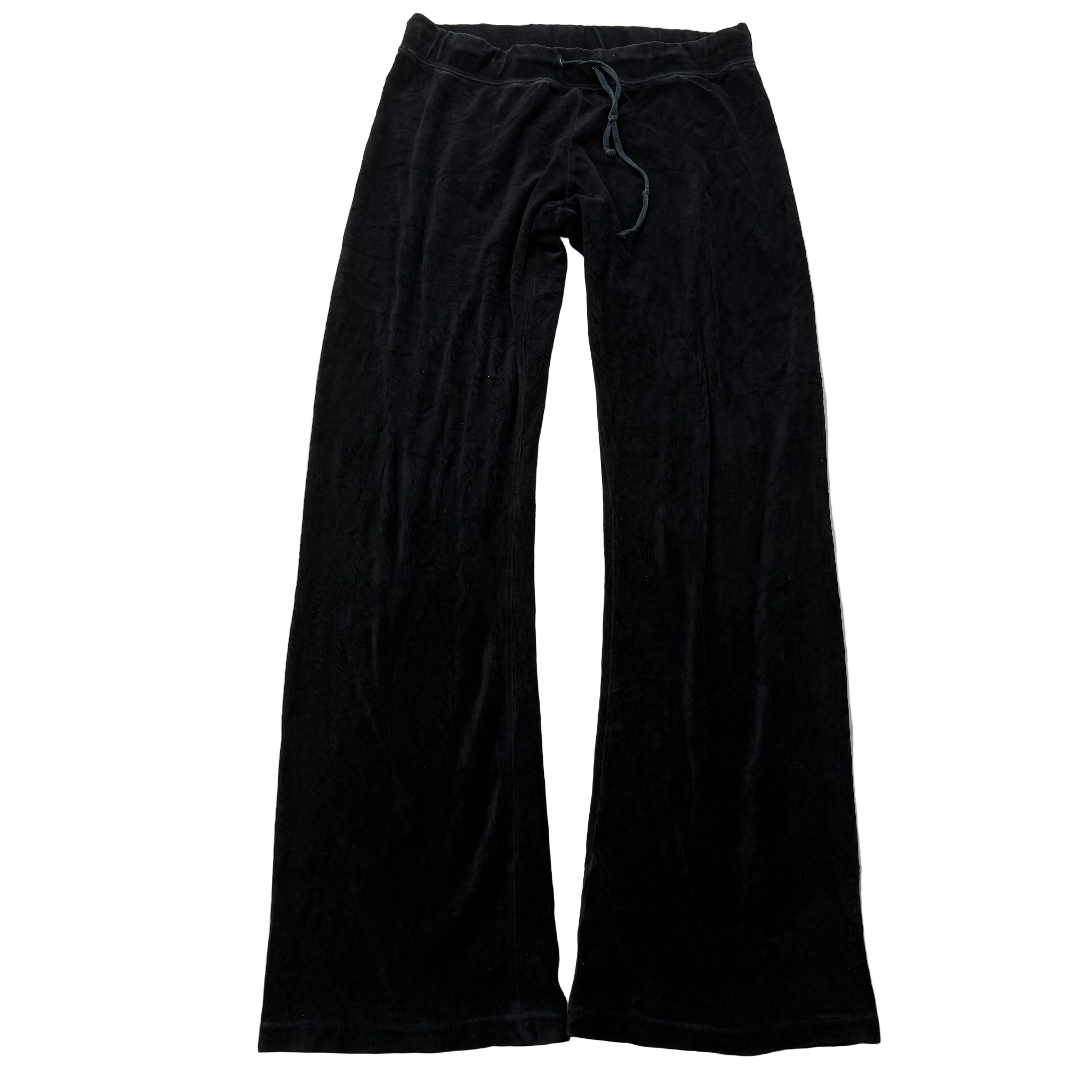 Vintage Juicy Couture Women's Black Velour Flared Track Pant Loungewear Size L-Coordom