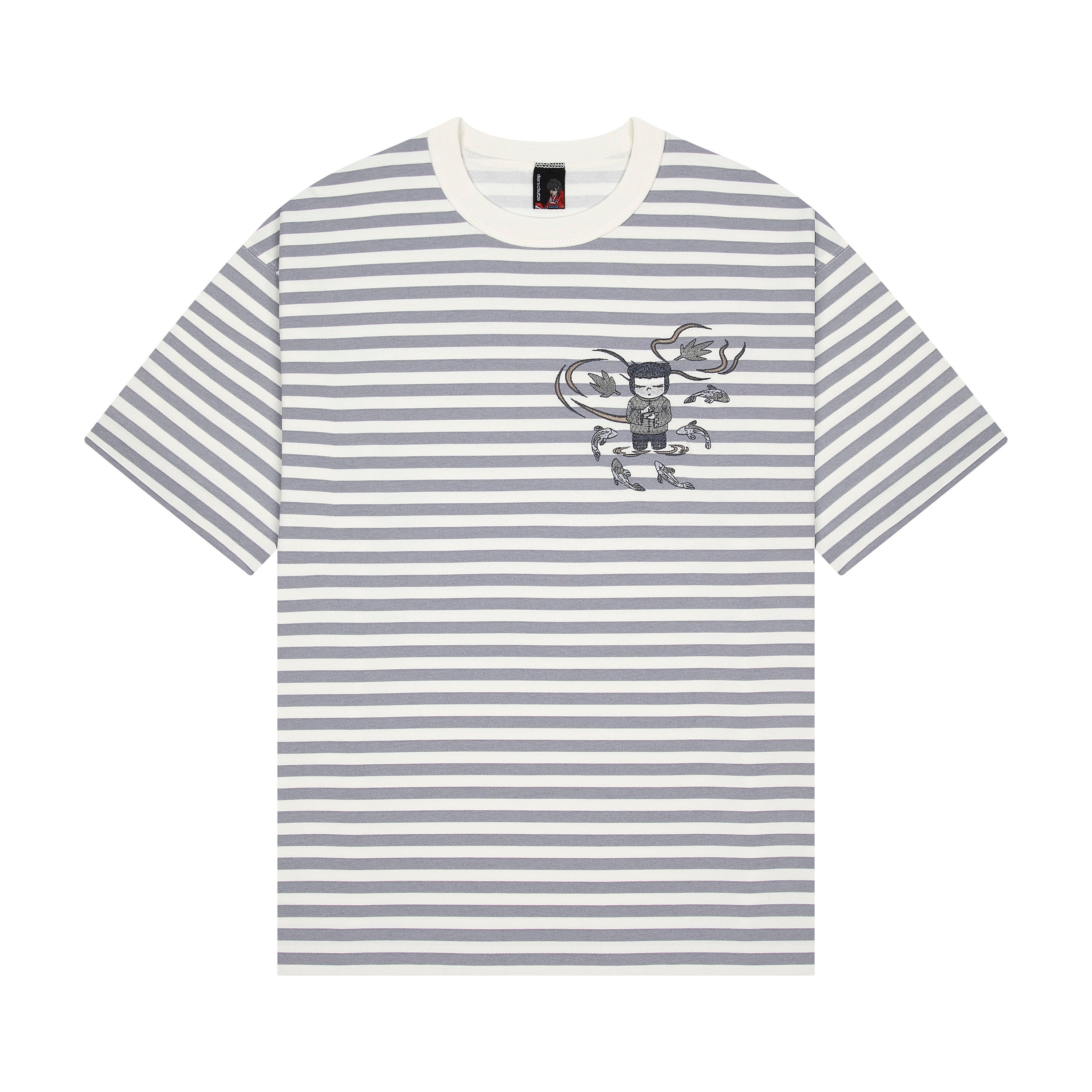 "koi" T Shirt grey striped-Coordom