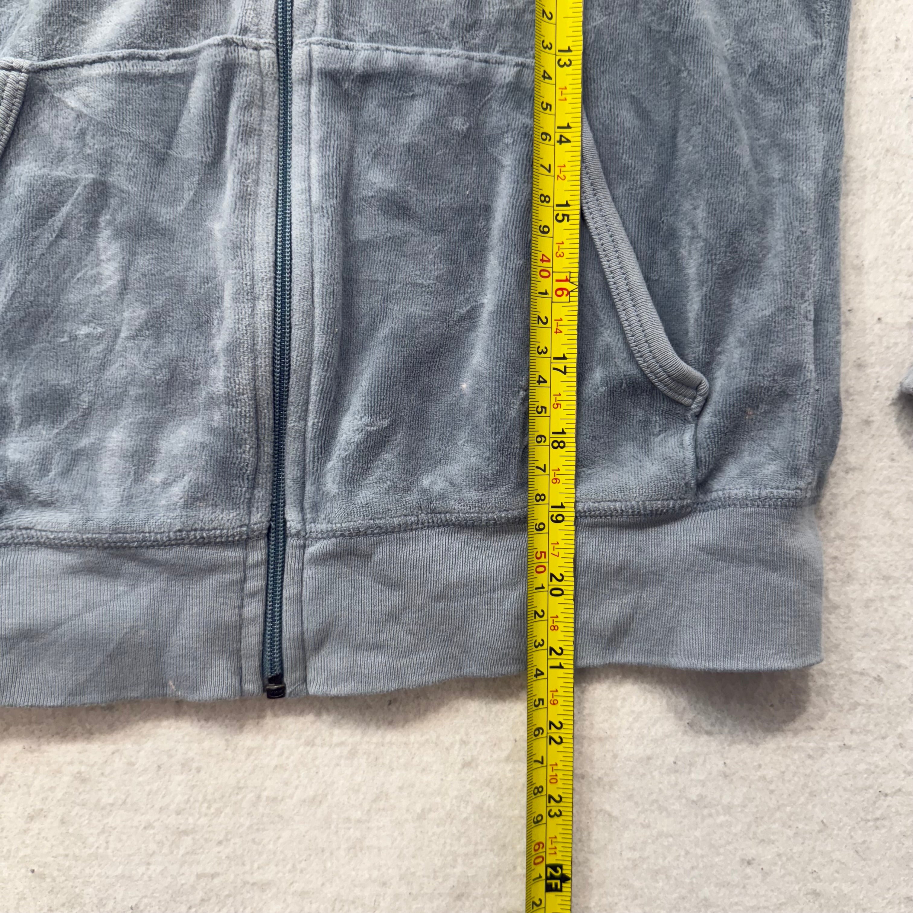 Juicy Couture Women's Slate Gray Velour Full Zip Hoodie Loungewear Preppy Size M-Coordom