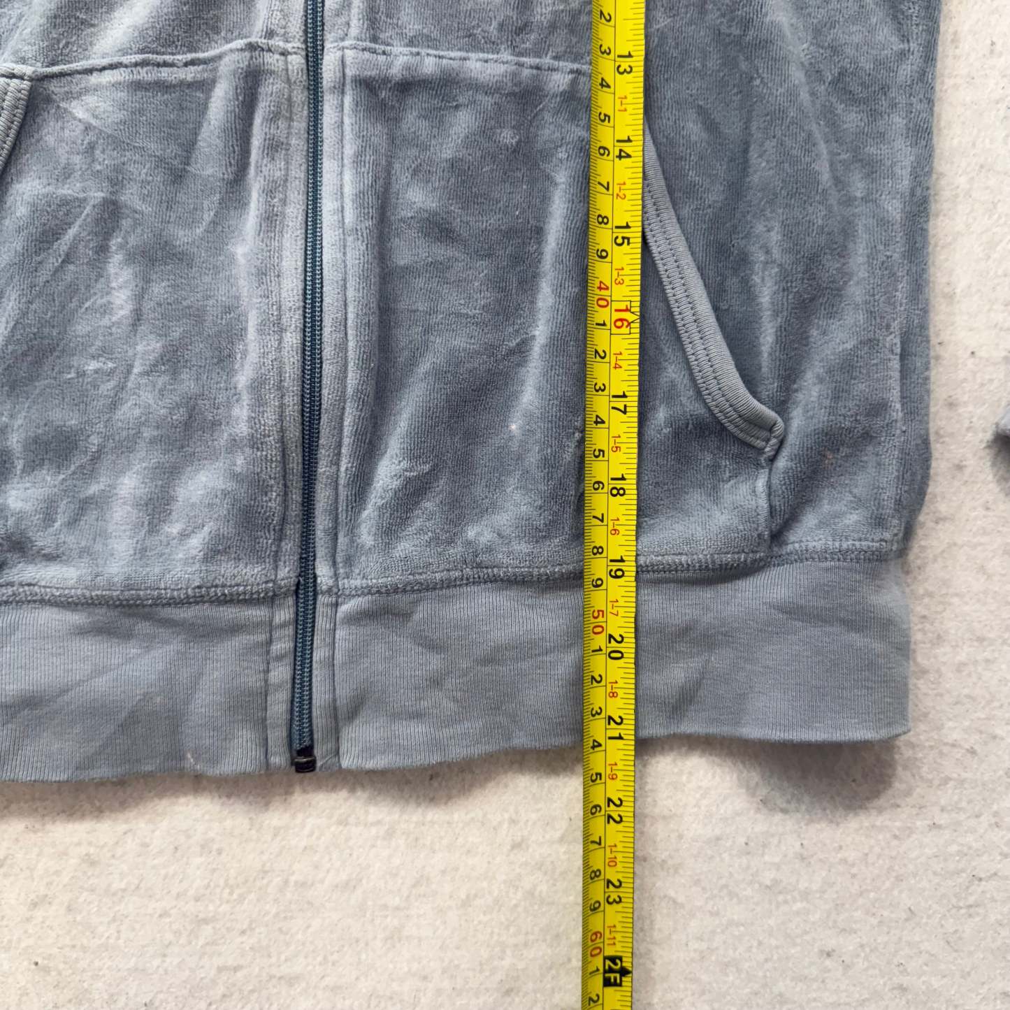 Juicy Couture Women's Slate Gray Velour Full Zip Hoodie Loungewear Preppy Size M-Coordom