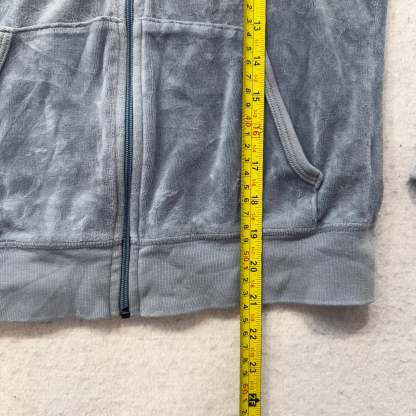 Juicy Couture Women's Slate Gray Velour Full Zip Hoodie Loungewear Preppy Size M-Coordom