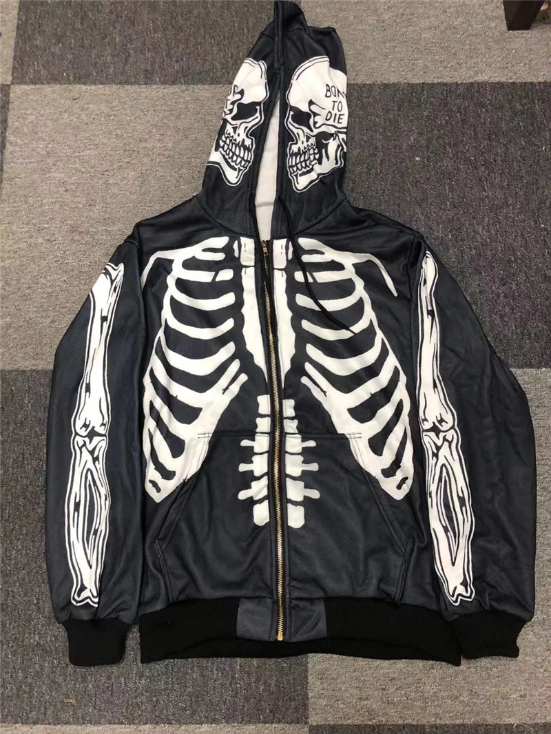 man hoodies Size S-4XL Hoody Tops Fashion Hi Street Cardigan Hoodies Skull Painted Streetwear Sweatshirts Hip Hop Graffiti-Coordom
