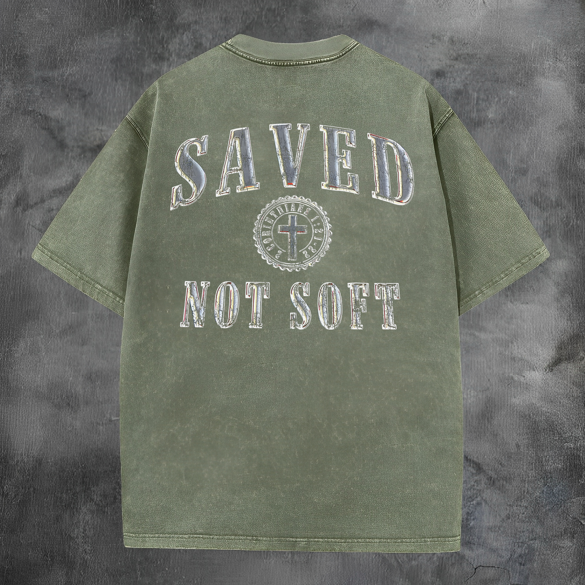 Saved Not Soff Printed Men's Washed Tee-Coordom