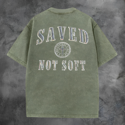 Saved Not Soff Printed Men's Washed Tee-Coordom