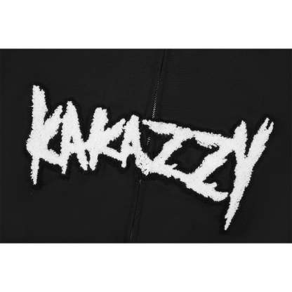 Street style Y2K pattern Full Zip Hoodie Black（Eyes Can See）-Coordom