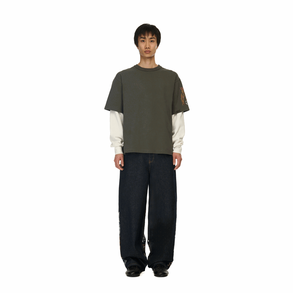 "yakuza" layered Longsleeve khaki-Coordom