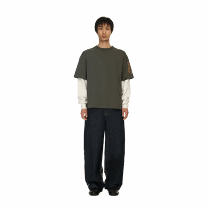 "yakuza" layered Longsleeve khaki-Coordom