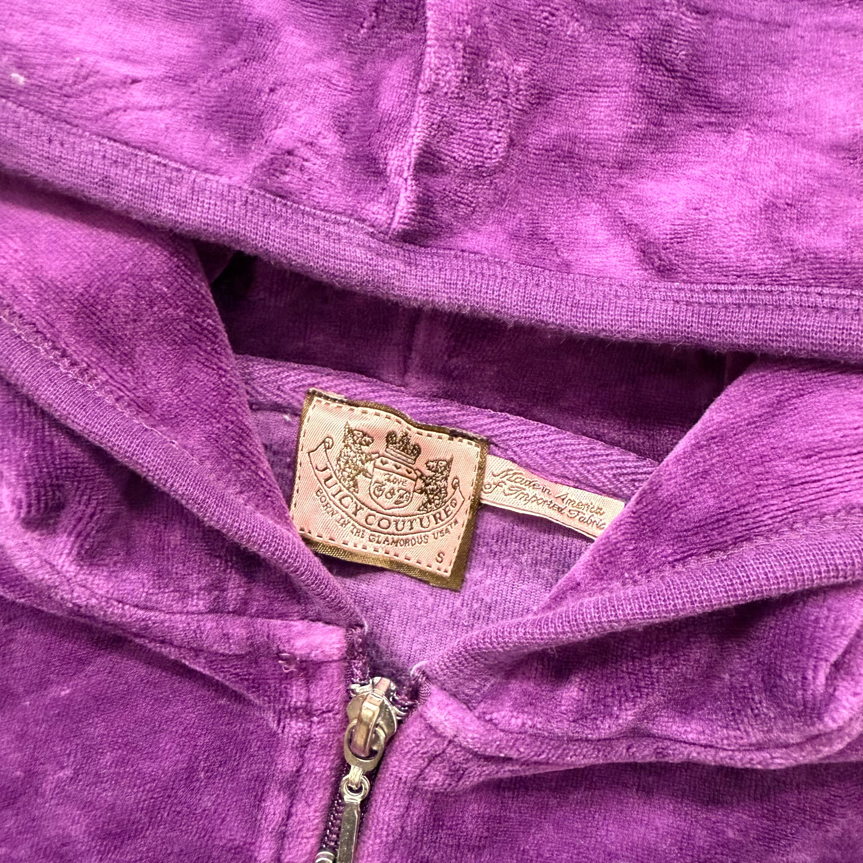 Juicy Couture Plum Velour Tracksuit Set Zip Up Hoodie & Flared Pants Y2K Size S-Coordom