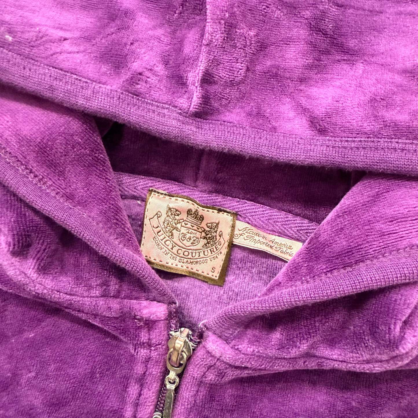 Juicy Couture Plum Velour Tracksuit Set Zip Up Hoodie & Flared Pants Y2K Size S-Coordom