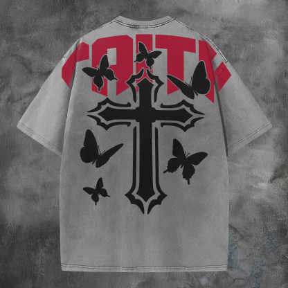 Faith Printed Men's Washed Tee-Coordom