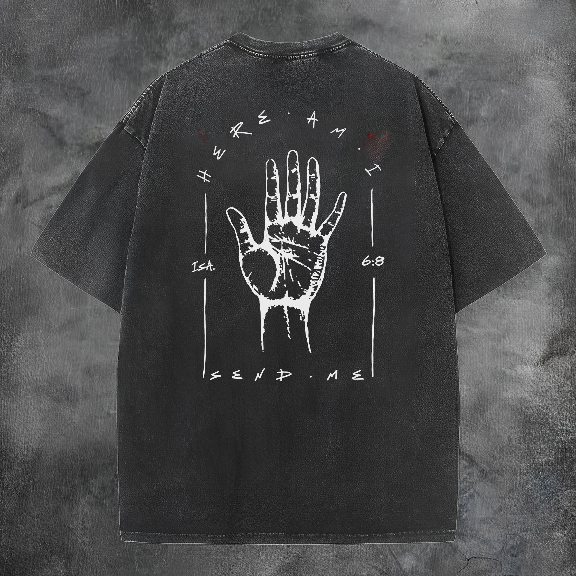 Here Am I Printed Men's Washed Tee-Coordom