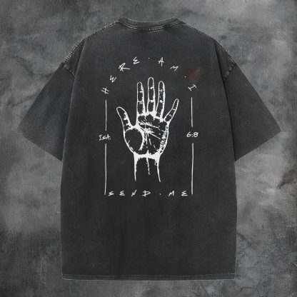 Here Am I Printed Men's Washed Tee-Coordom