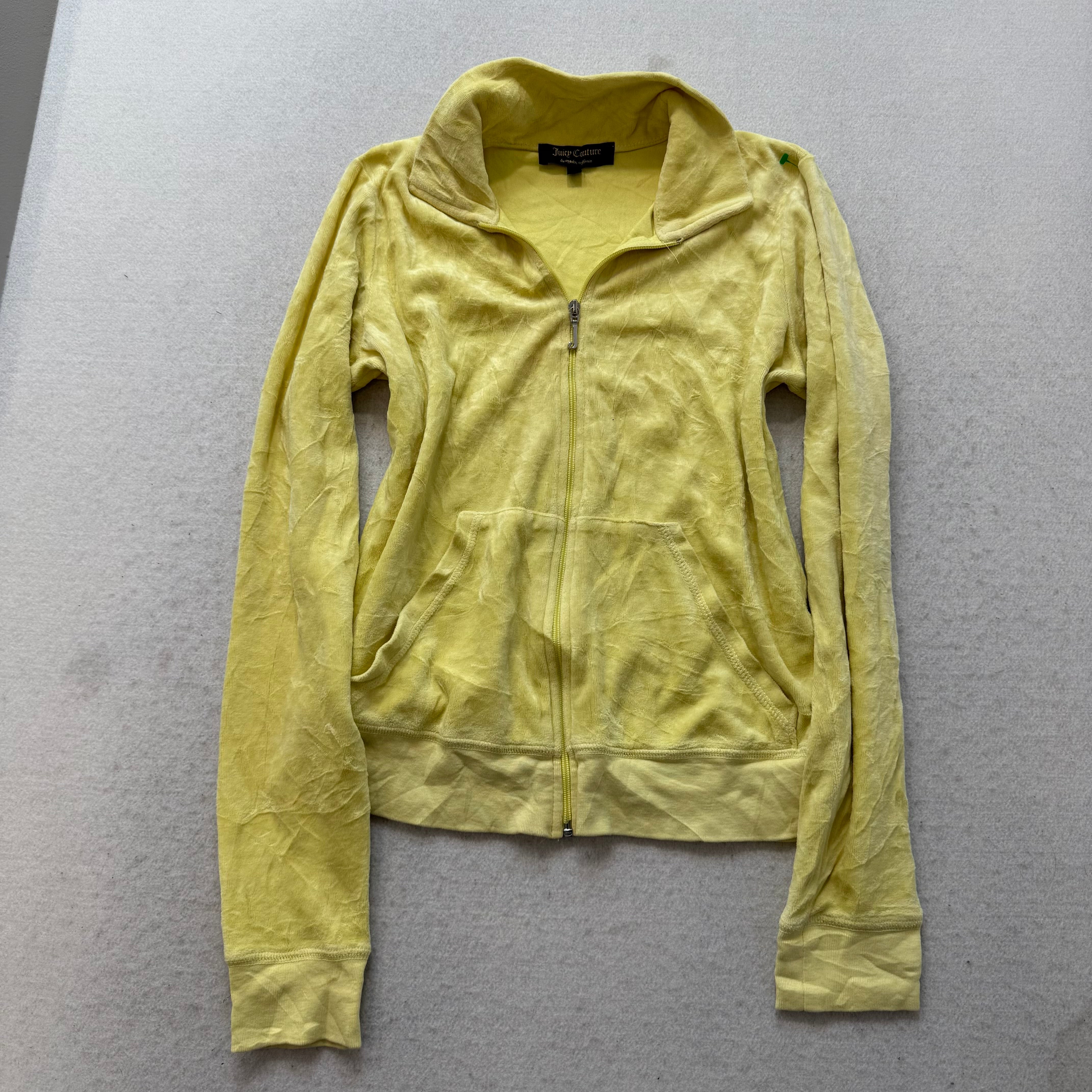 Juicy Couture Fun is back Women's Yellow Velour Track Jacket Rhinestone Size M-Coordom