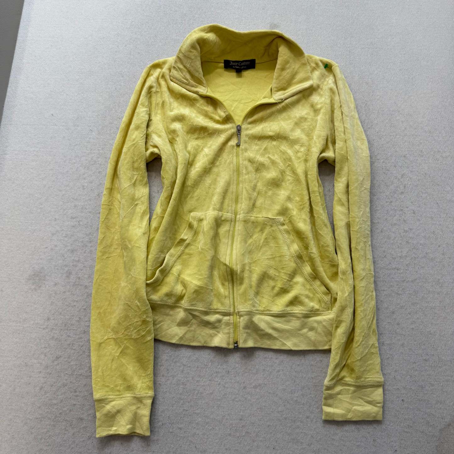Juicy Couture Fun is back Women's Yellow Velour Track Jacket Rhinestone Size M-Coordom