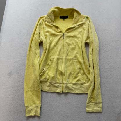 Juicy Couture Fun is back Women's Yellow Velour Track Jacket Rhinestone Size M-Coordom