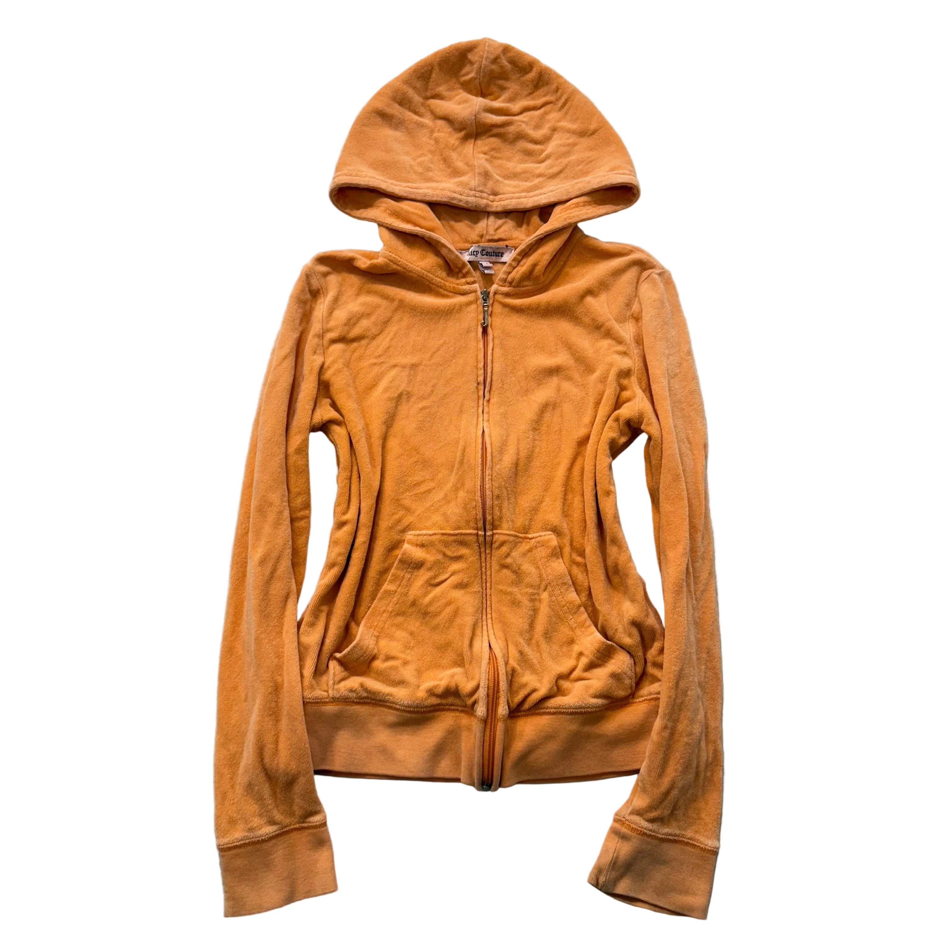 Juicy Couture Women's Apricot Terrycloth Zip Up Hoodie Kangaroo Pocket Size S-Coordom