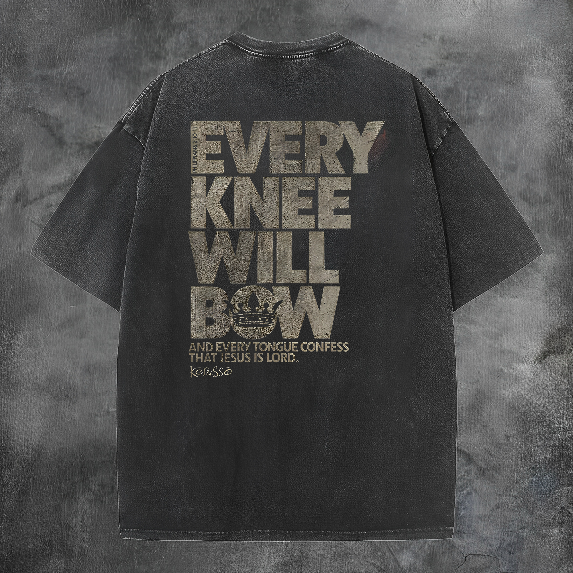 Every Knee Will Bow Printed Men's Washed Tee-Coordom