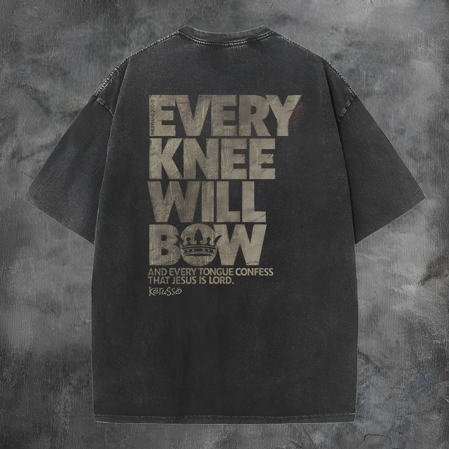 Every Knee Will Bow Printed Men's Washed Tee-Coordom