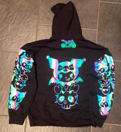 Kuro Mi Rainbow Reflective Hoodie - loose fit unisex nighttime essential riding pullover-Coordom