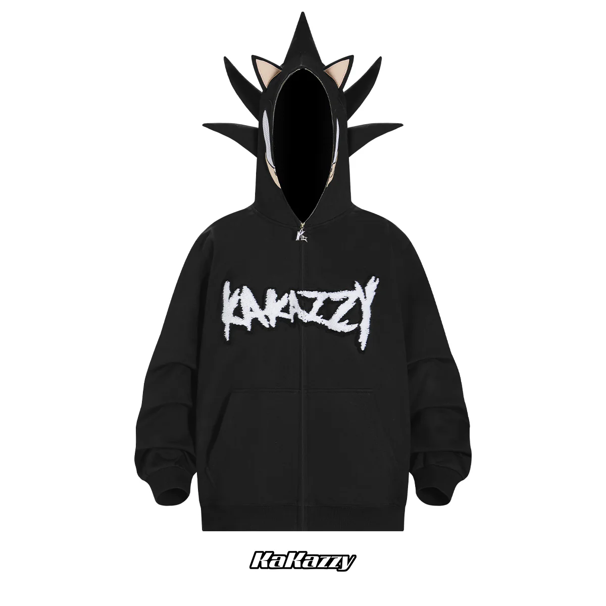 Street style Y2K pattern Full Zip Hoodie Black（Eyes Can See）-Coordom
