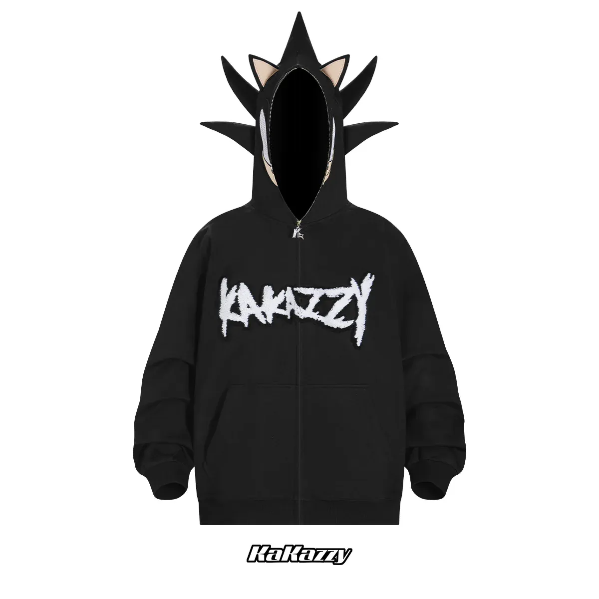 Street style Y2K pattern Full Zip Hoodie Black（Eyes Can See）-Coordom