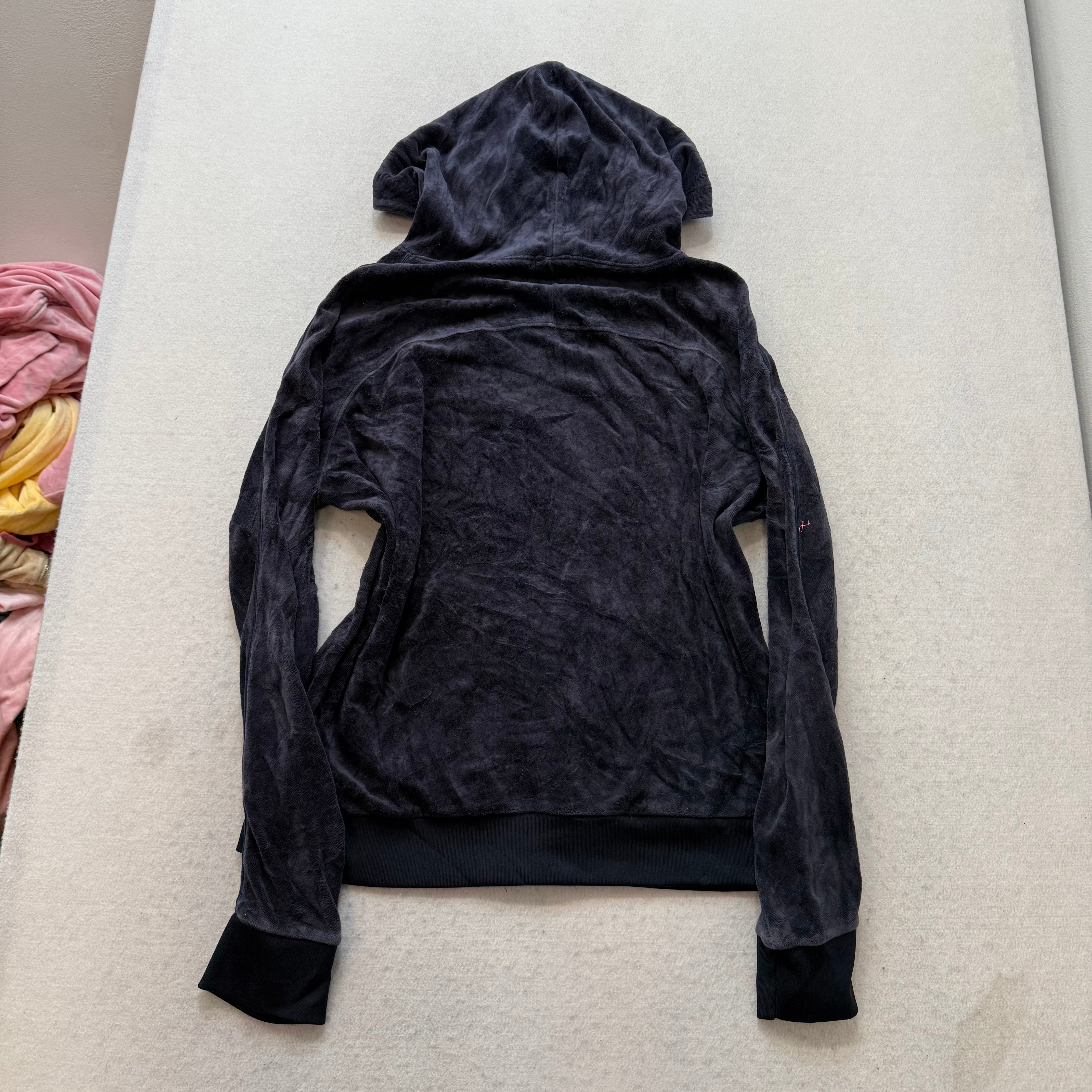Juicy Couture navy Velour Tracksuit Set Hoodie & Drawstring Pants Size XL/M-Coordom