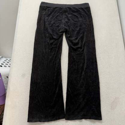 Juicy Couture Women's Black Velour Flared Track Pant Loungewear Low Rise Size L-Coordom