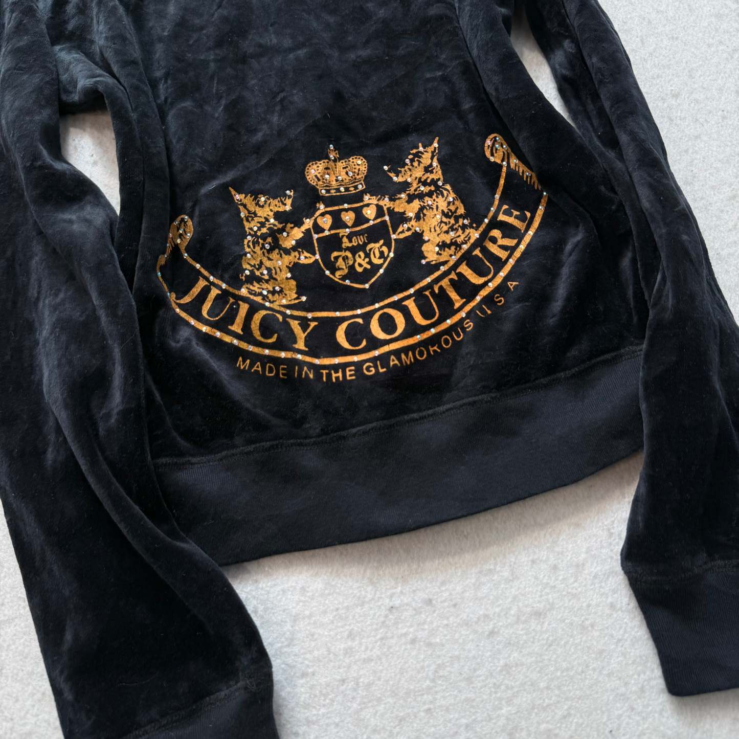 Juicy Couture Women's Black Tracksuit Set Zip Up Hoodie & Flared Pant Y2k Size S-Coordom