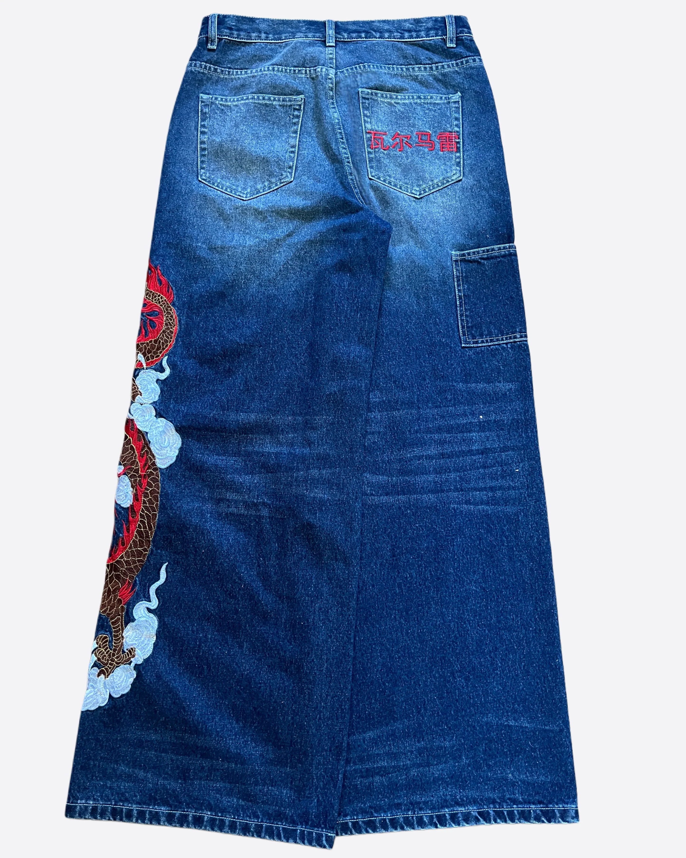 EMBROIDERED DRAGON JEANS-Coordom