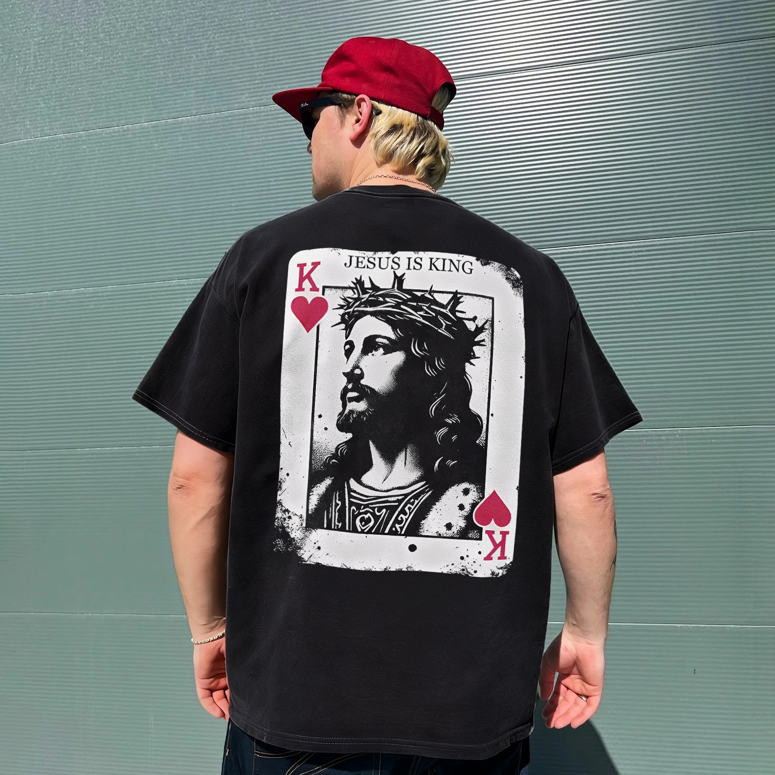 Jesus Is King Printed Men's Washed Tee-Coordom