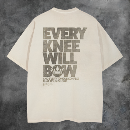 Every Knee Will Bow Printed Men's Washed Tee-Coordom