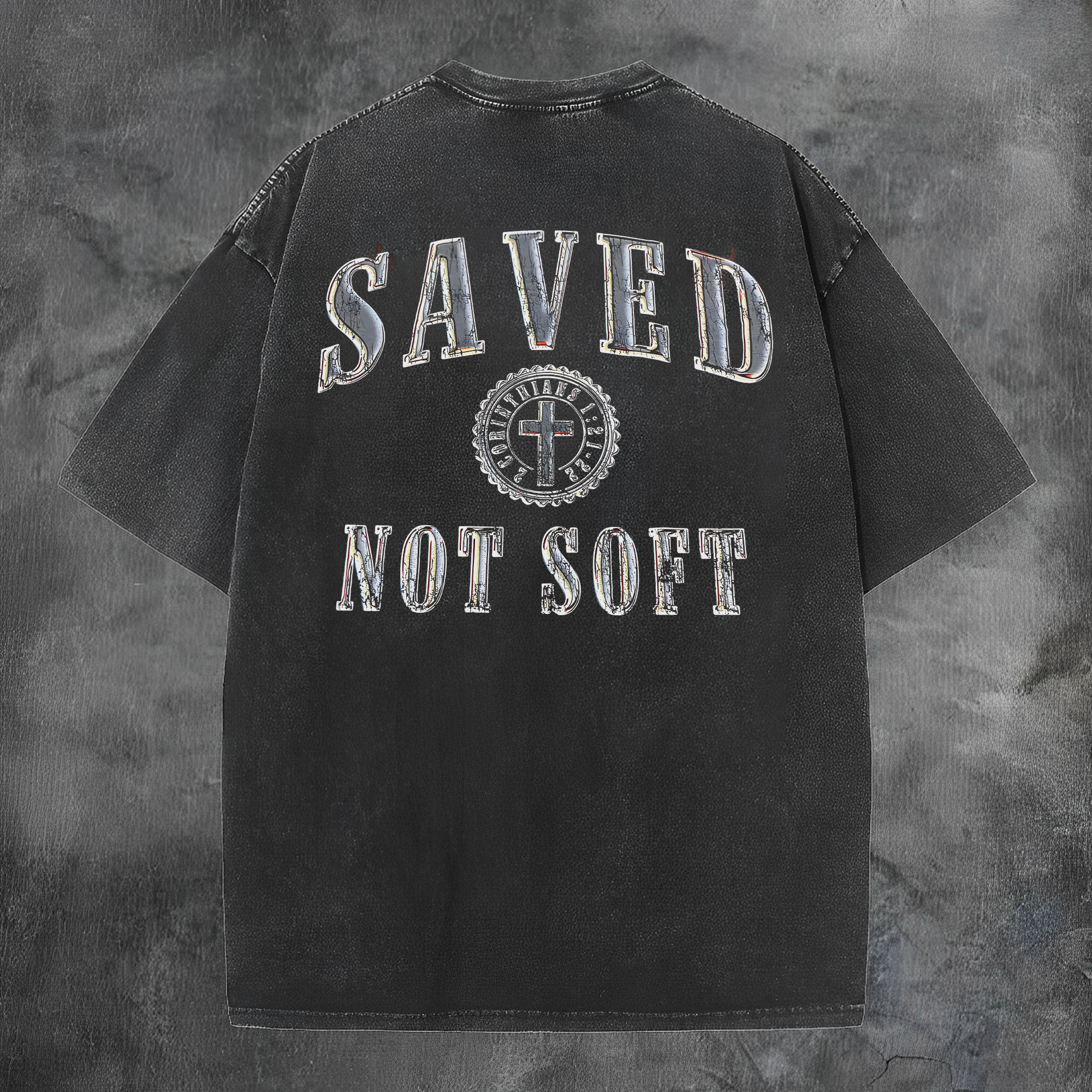 Saved Not Soff Printed Men's Washed Tee-Coordom