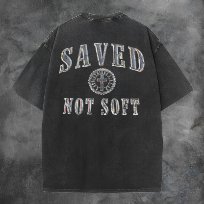 Saved Not Soff Printed Men's Washed Tee-Coordom