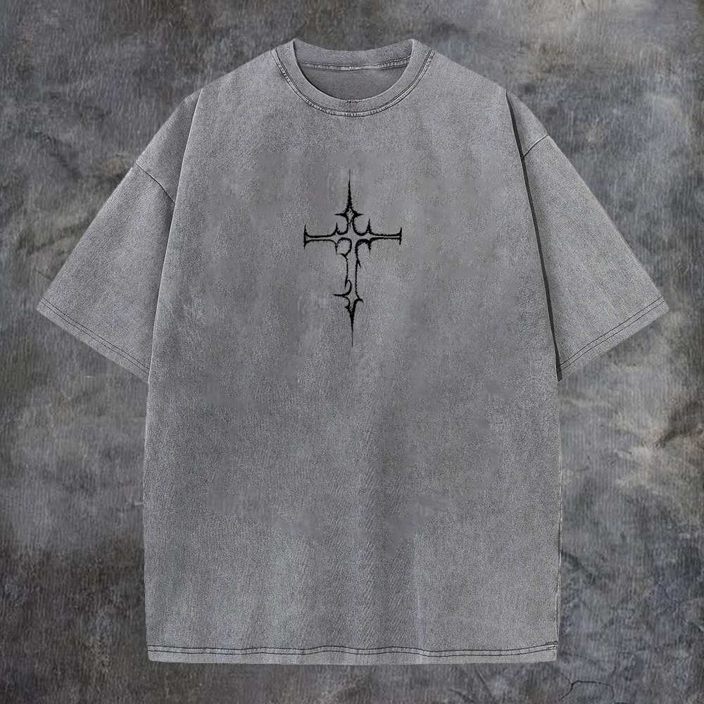 Contradictory Angel Printed Men's Washed Tee-Coordom