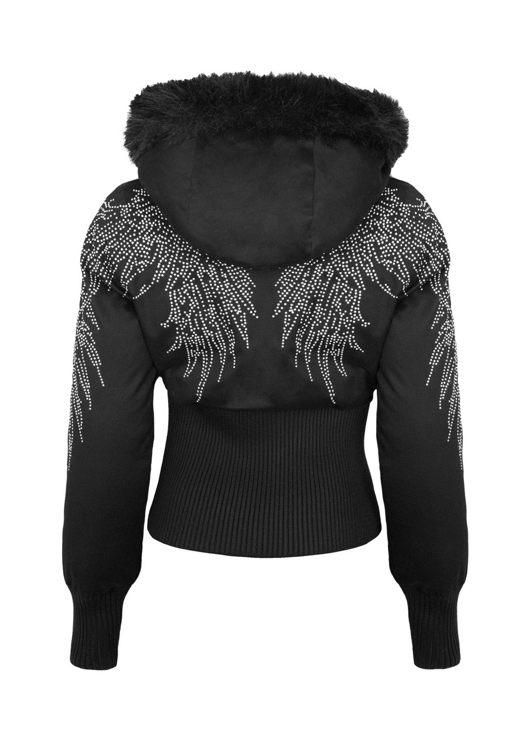 FALLEN FAUX FUR REVERSIBLE RIB PUFFER JACKET BLACK-Coordom
