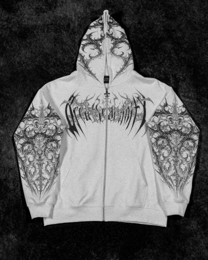 Heavenly Knight Oversized Zip-up Hoodie [DIVINE WHITE]-Coordom
