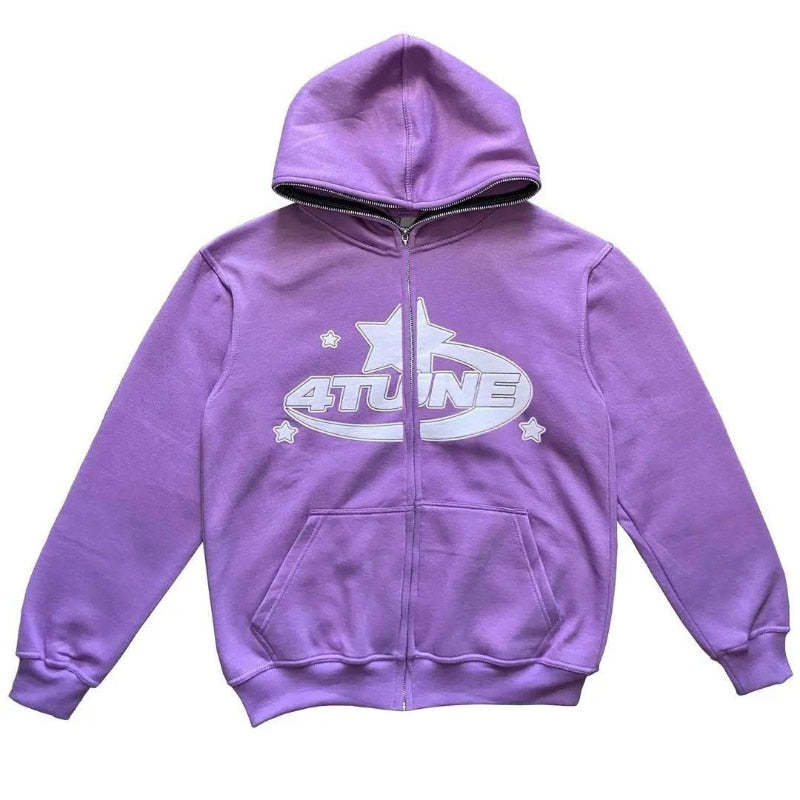 Star Hoodie Retro Zip Up-Coordom