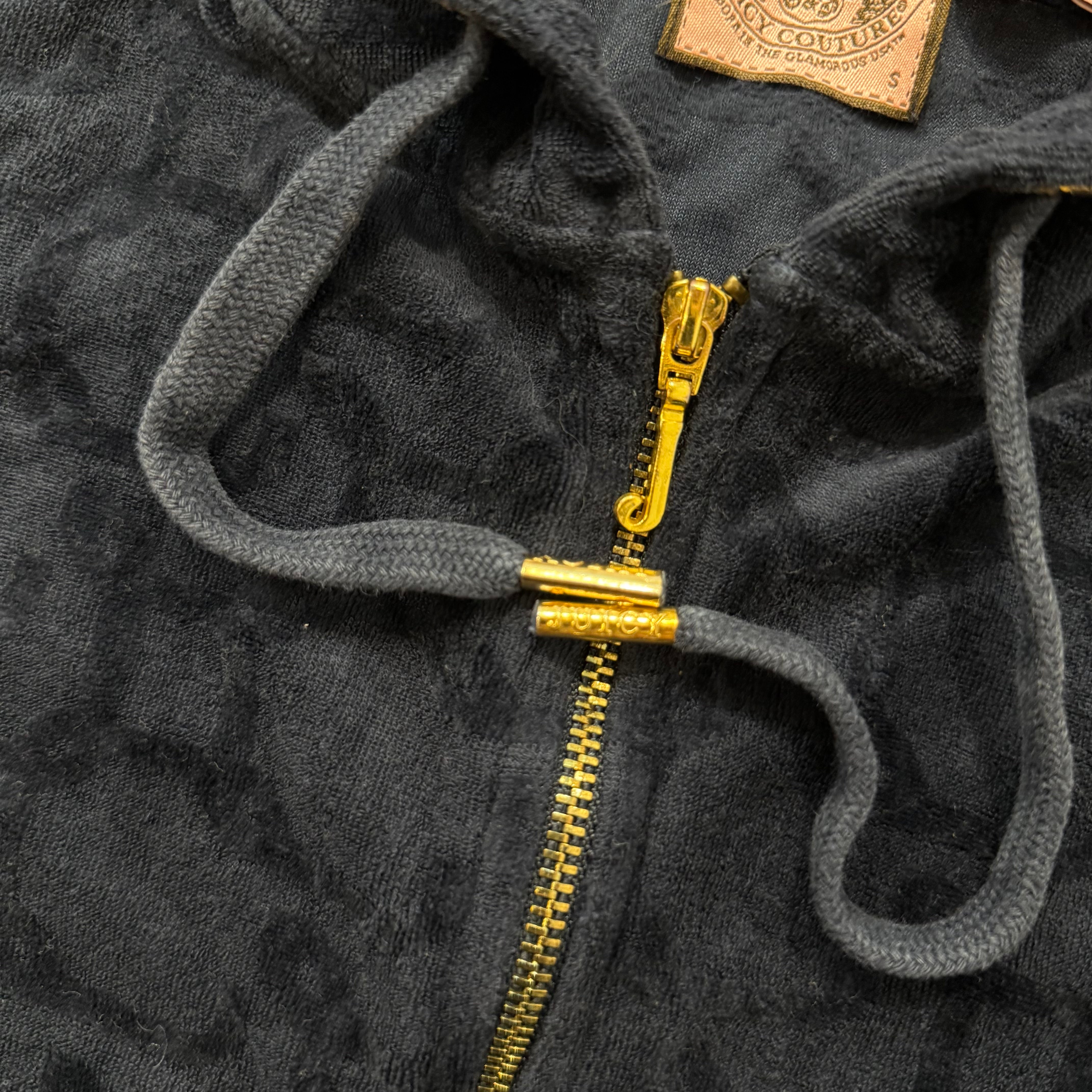 Vintage Juicy Couture Women Navy Terrycloth Butterfly Print Zip-Up Hoodie Size S-Coordom