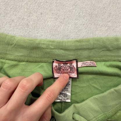 Vintage Juicy Couture Women Apple Green Velour Flared Track Pant Low Rise Size L-Coordom