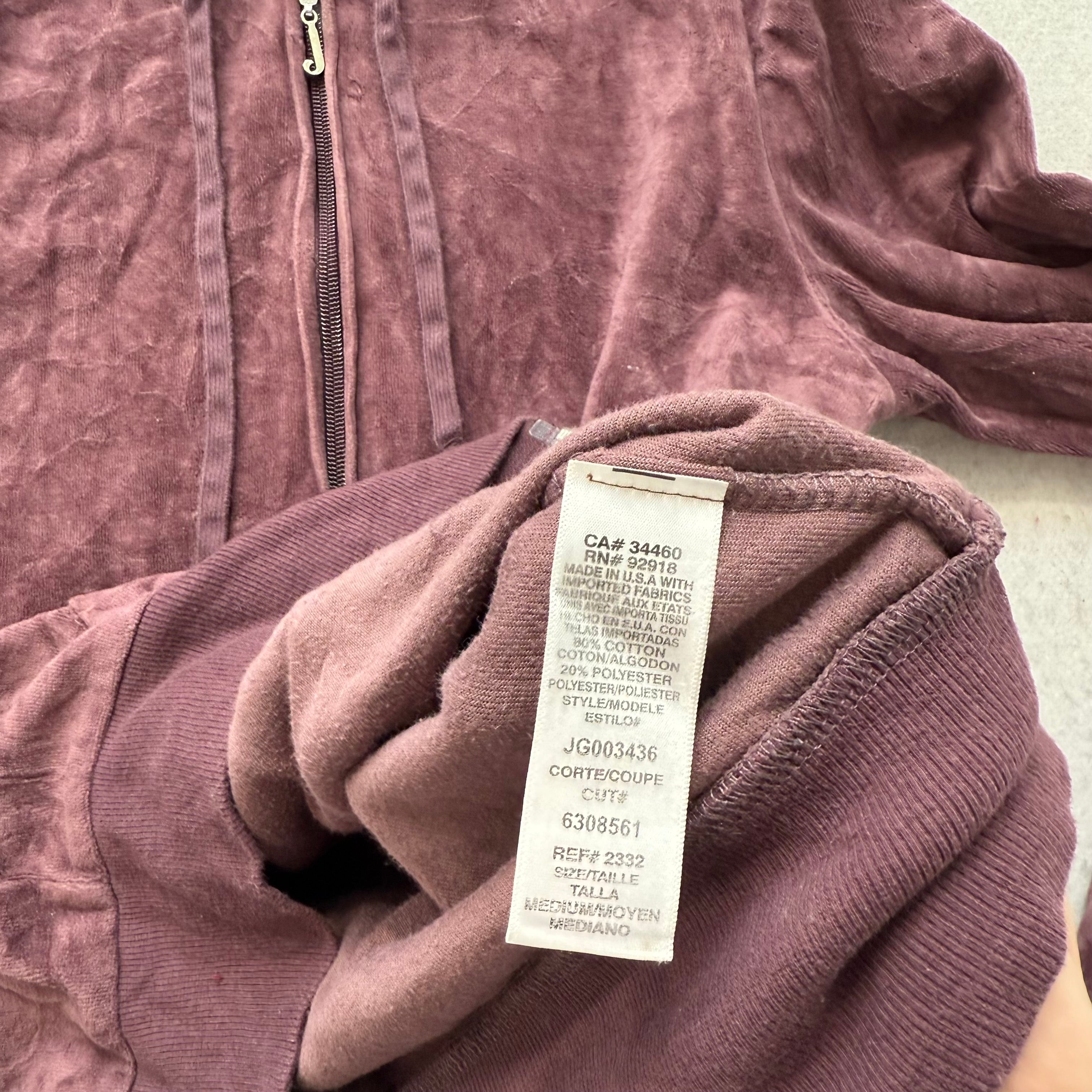 Juicy Couture Women's Brown Velour Zip-Up Hoodie Pockets Graphic Logo Size M-Coordom