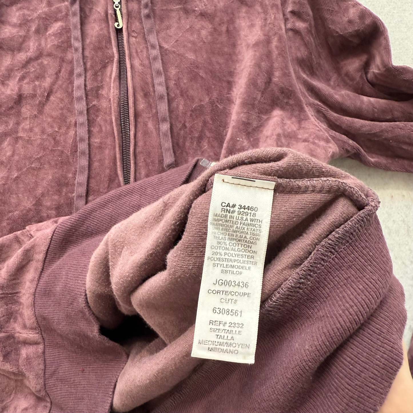 Juicy Couture Women's Brown Velour Zip-Up Hoodie Pockets Graphic Logo Size M-Coordom