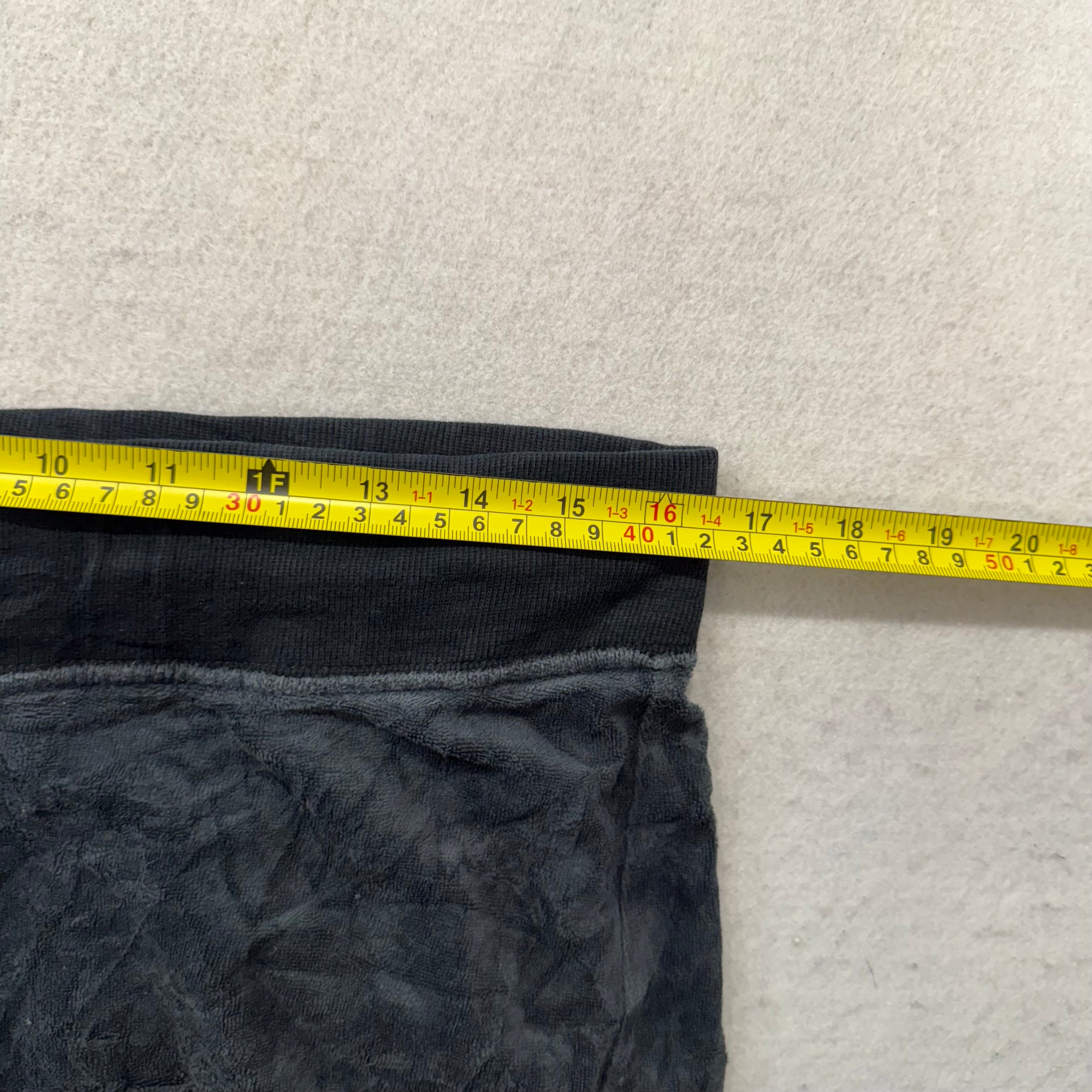 Juicy Couture Women Charcoal Velour Flare Track Pants Button-Flap Pockets Size M-Coordom