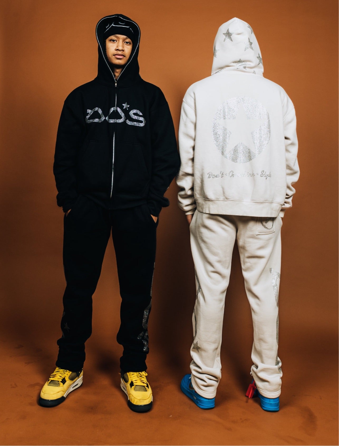 Rhinestone Sweatpants - Black-Coordom