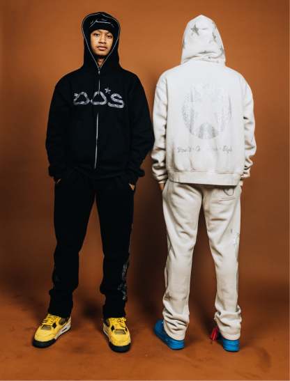 Rhinestone Sweatpants - Black-Coordom