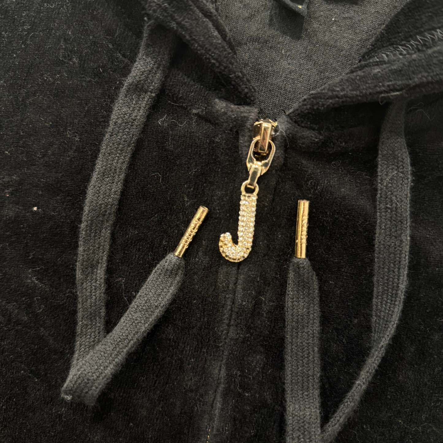 Juicy Couture Black Velour Tracksuit Set Zip Up Hoodie & Flared Pant Y2K Size S-Coordom